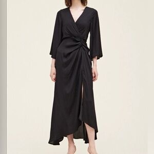 Chic Black High Low Wrap Dress